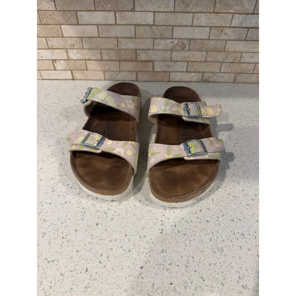 Birkenstock Shoes - Birkenstock Floral Double Strap Sandals Women's US 6 EU 37 Cork Footbed Slides